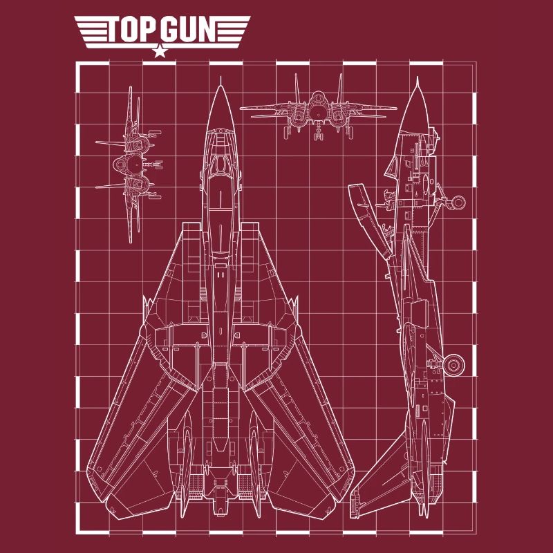 Top Gun Jet De Chasse Blueprint Blanc