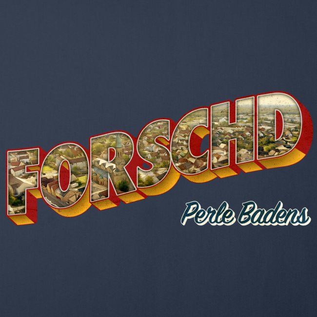 Forschd - Perle Badens - Vintage-Logo mit Luftbild