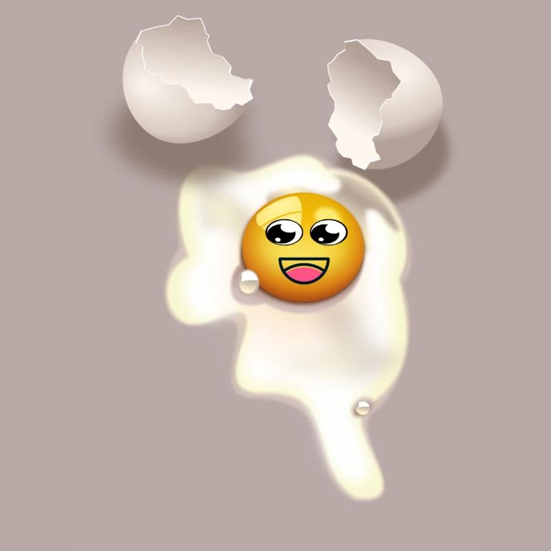 Fried egg with and broken eggshell