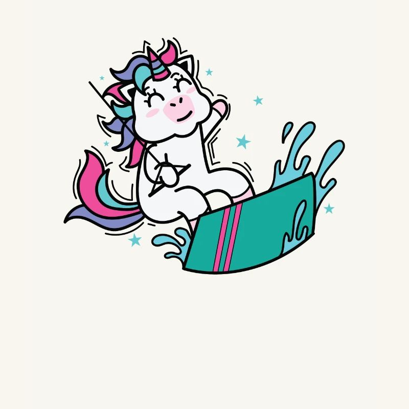 Einhorn beim Kite oder Wakeboarden