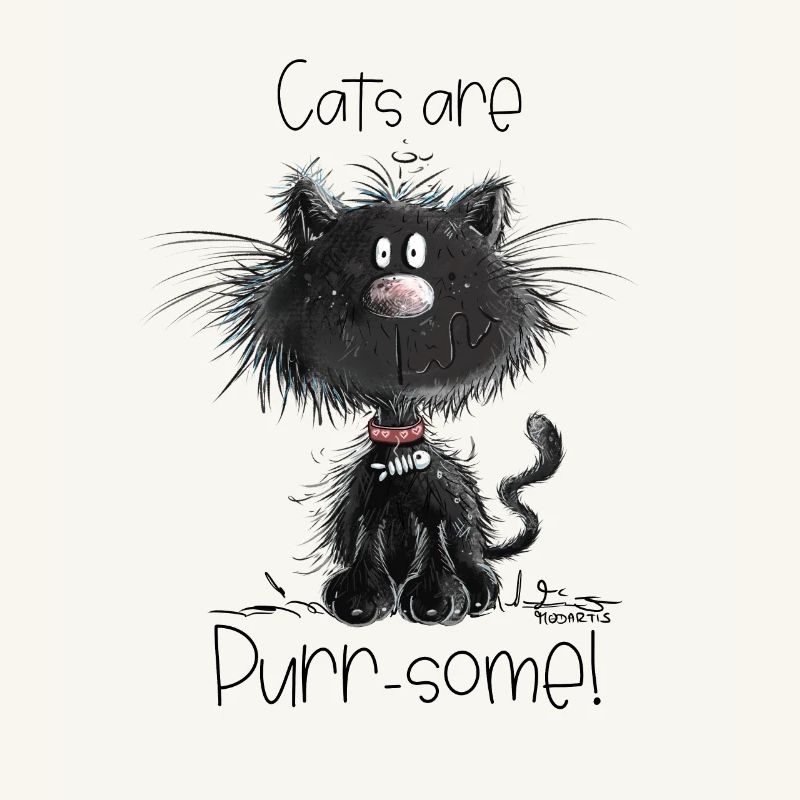 Drollige Schwarze Katze Mit Katzen Spruch