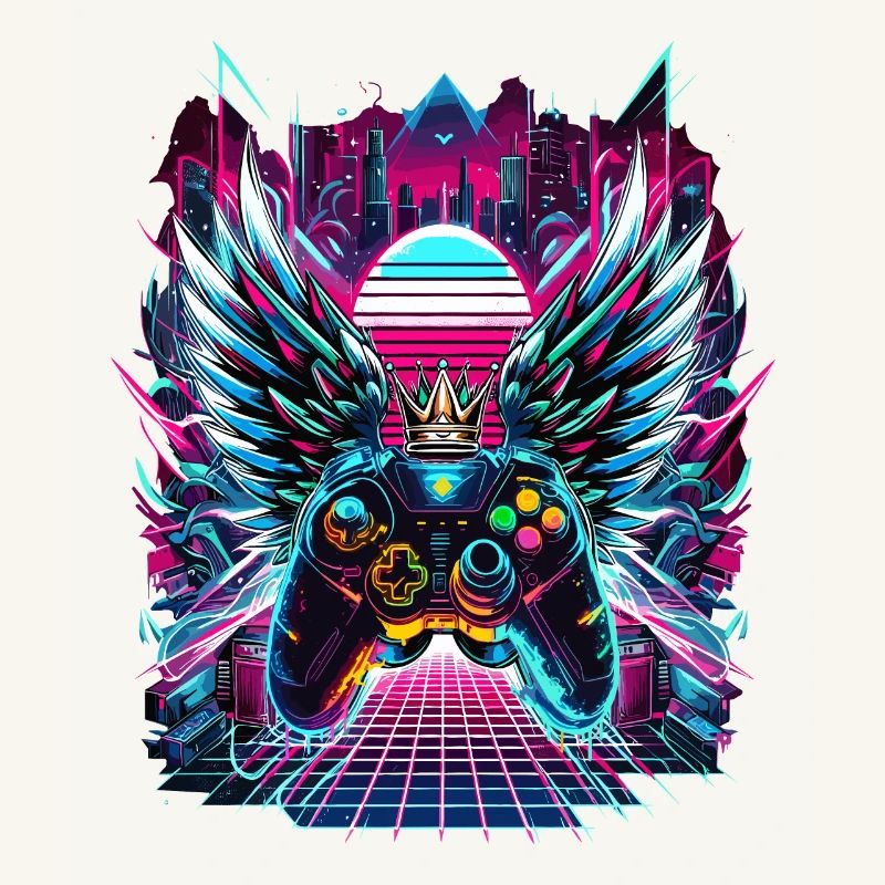 Synthwave Sunset Gamer Controller
