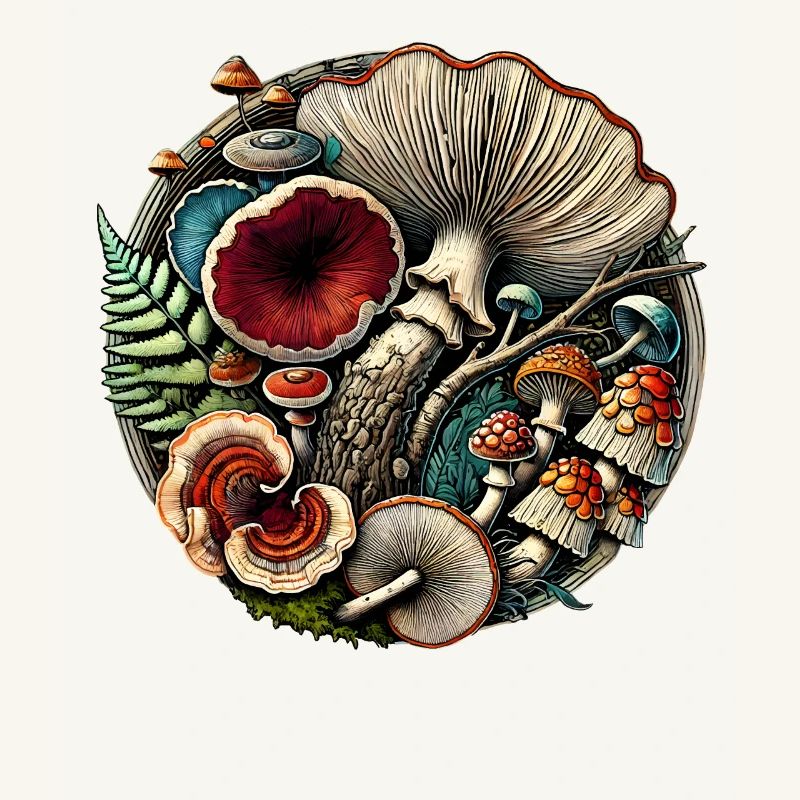 Conception complexe de champignons et d’éléments forestiers