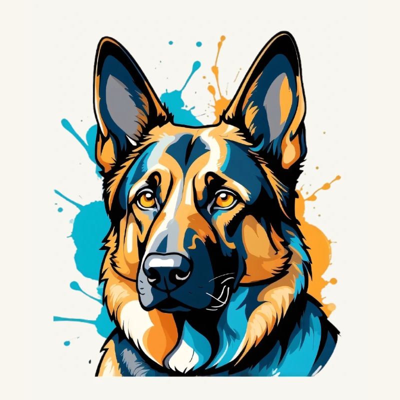 Lebendiger Schäferhund Farbexplosion
