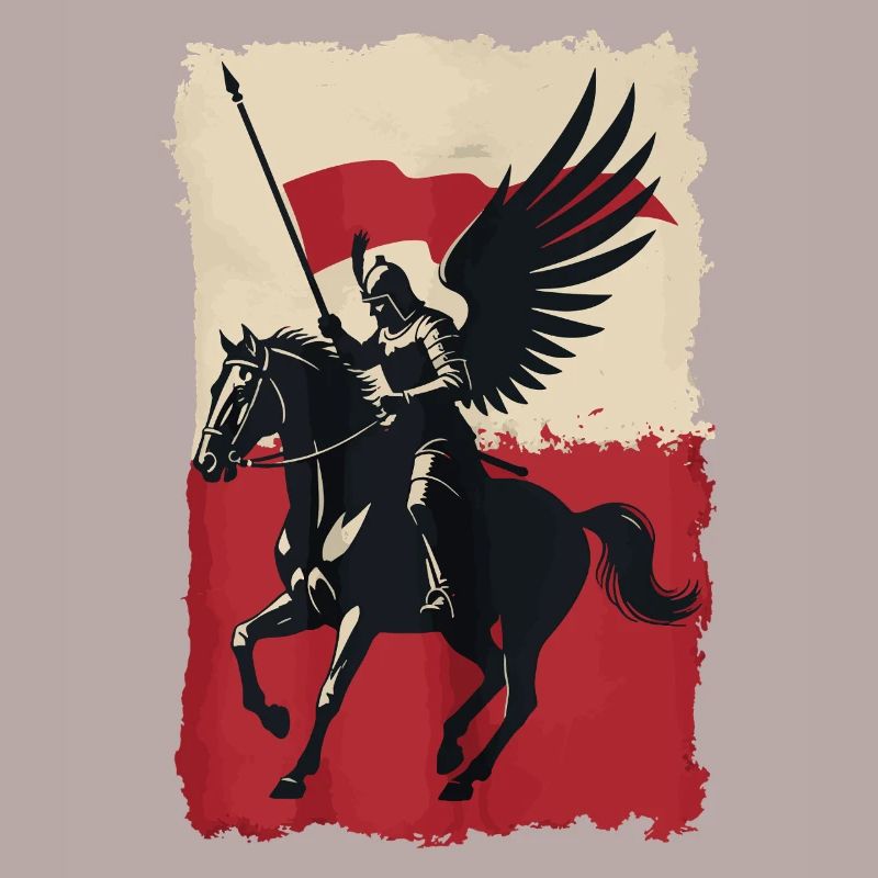 Polnischer Husar mit Flaggendesign