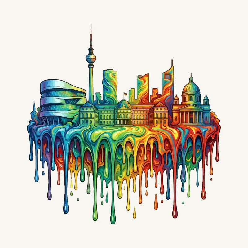 Stuttgart mit farbenfroh verlaufender Farbe