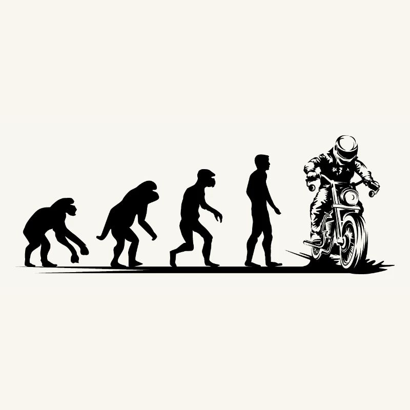 Motorcycle Evolution Funny Biker Cafe Racer Icon