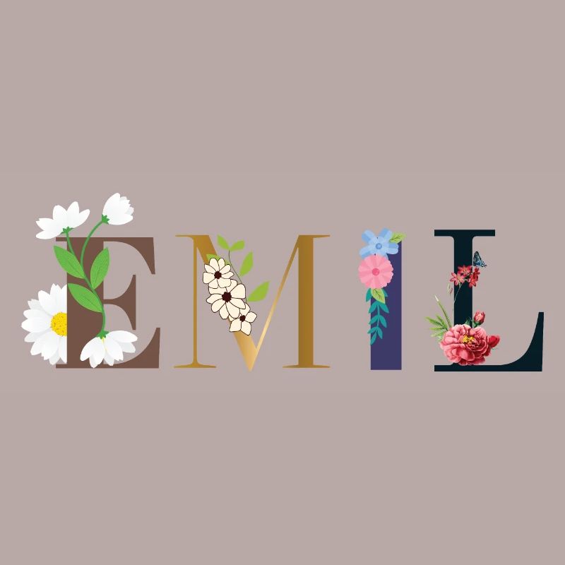 Le nom d’EMIL décoré de fleurs