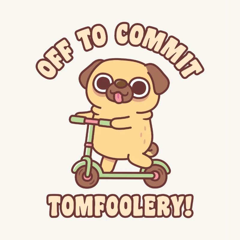 Cute Pug On Kick Scooter Off To Commit Tomfoolery