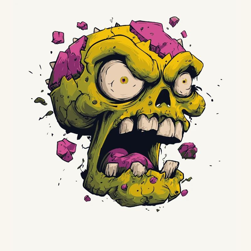 Exploding Skull – Comic Horror Motif