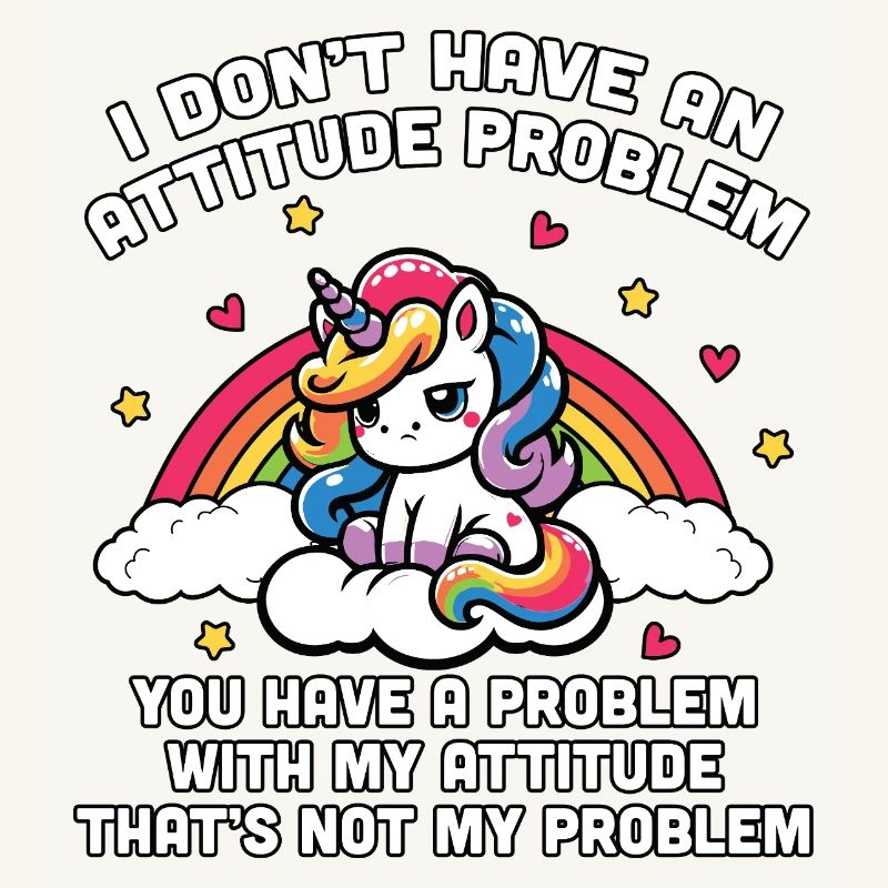 Unicorn with rainbow attitude not my problem
