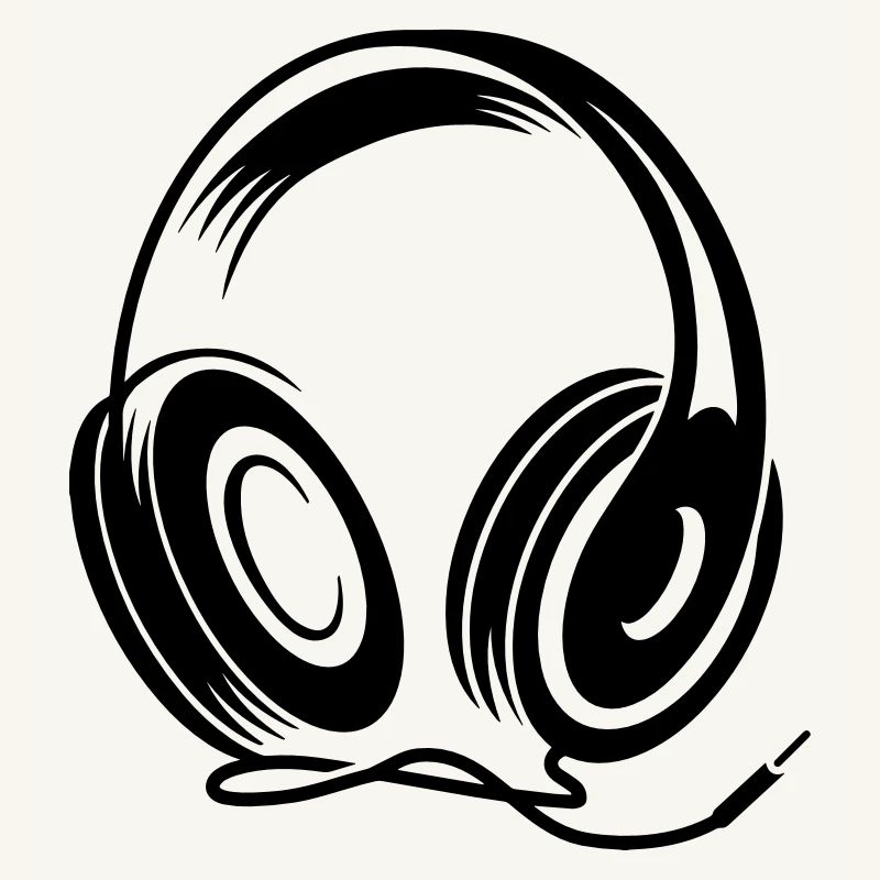 Kopfhörer mit Kabel im Stencil Stil