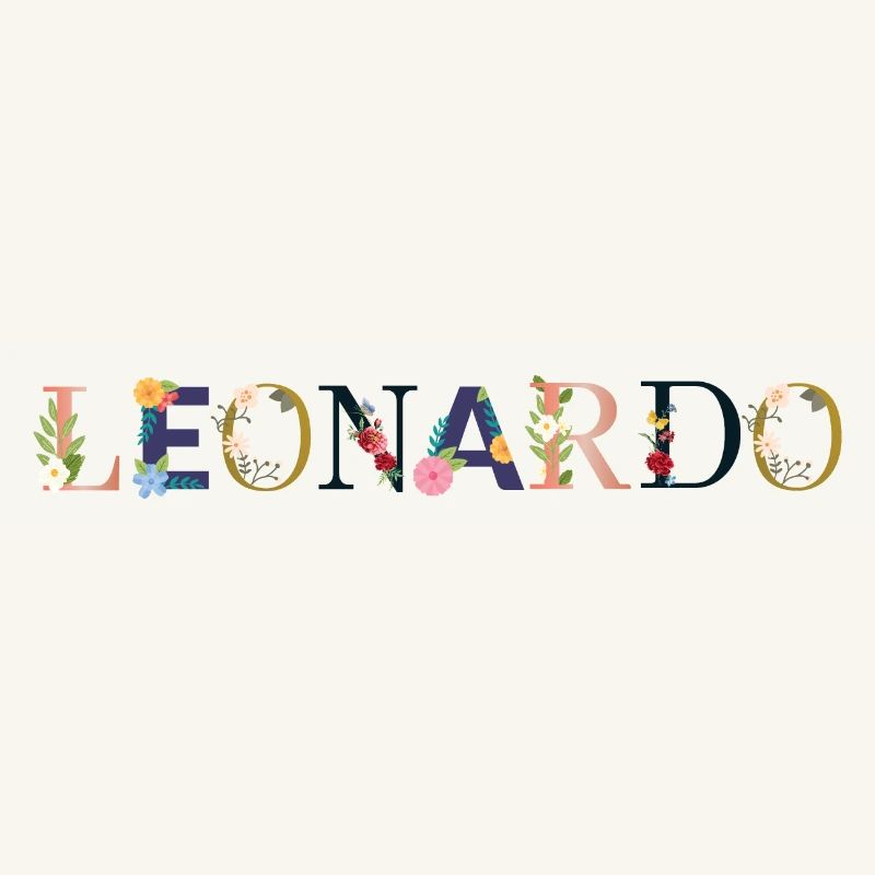 Le nom de LEONARDO décoré de fleurs