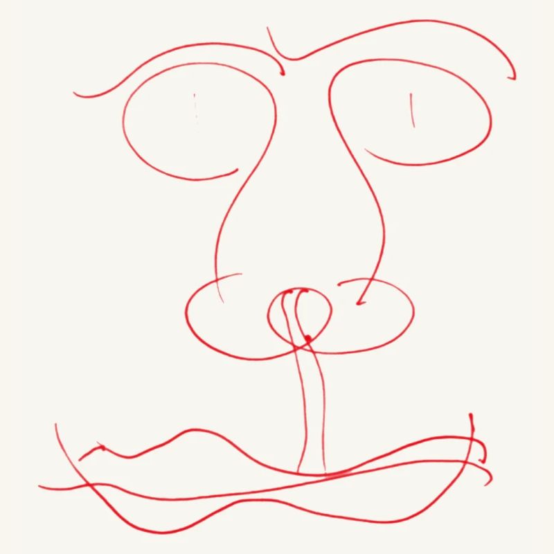 Rotes Liniengesicht