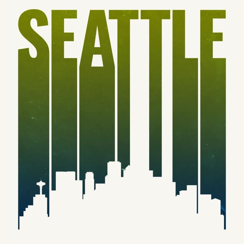 Seattle Skyline Green Gradient