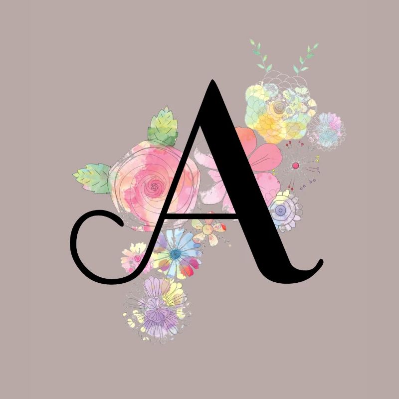 Monogramm Buchstabe A mit Pastellblüten