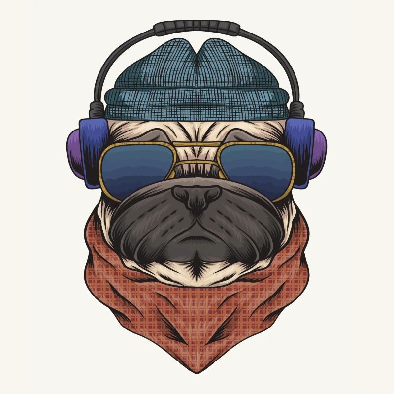 Cooler Mops DJ mit Kopfhörergeschenk für DJs oder Mops