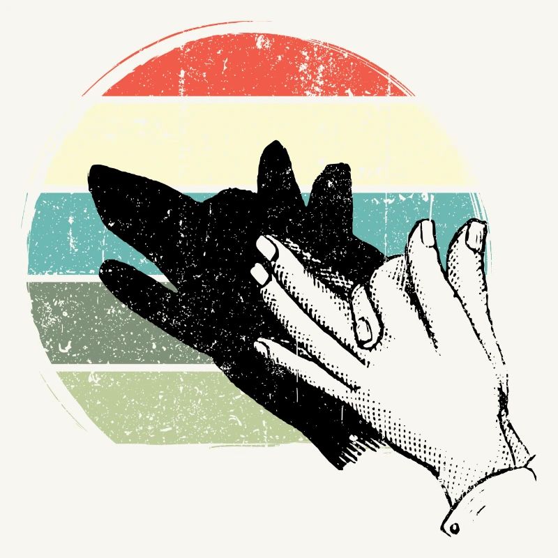 Retro Sunset Hand Silhouette