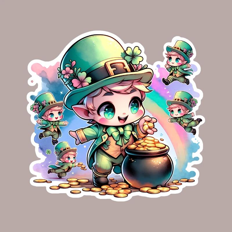 Saint Patrick's Day Chibi Leprechauns