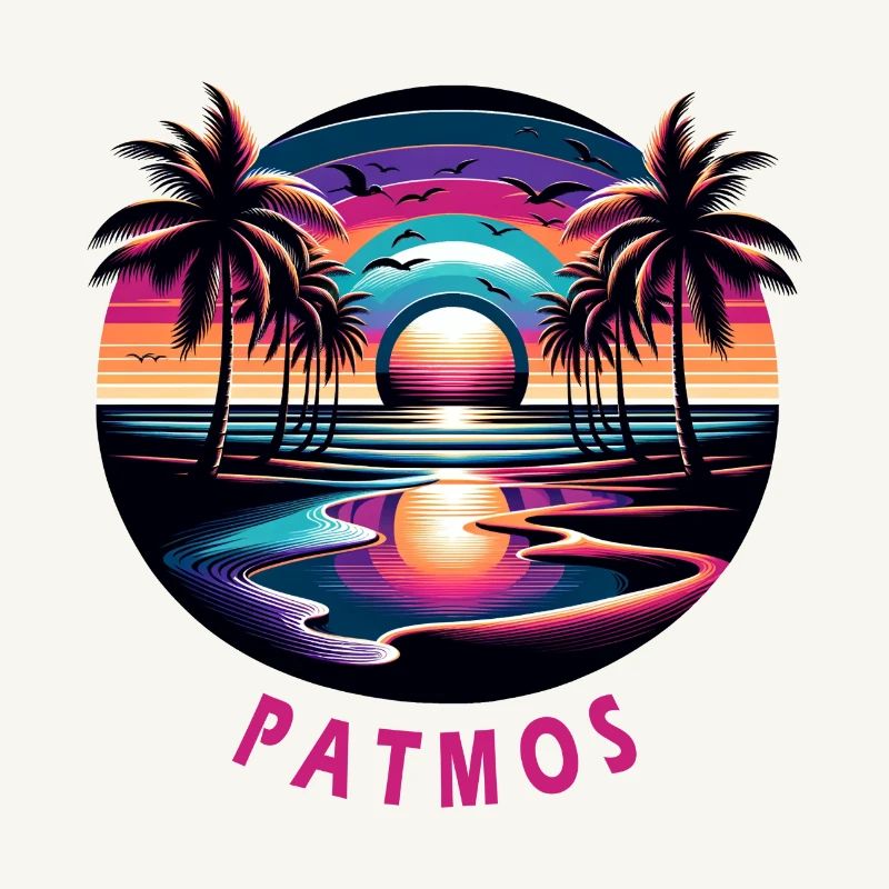 Patmos, Grèce, vacances, plage, coucher de soleil
