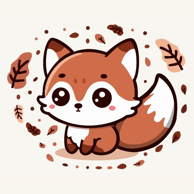 Charme d’automne : Chibi Fox avec queue duveteuse