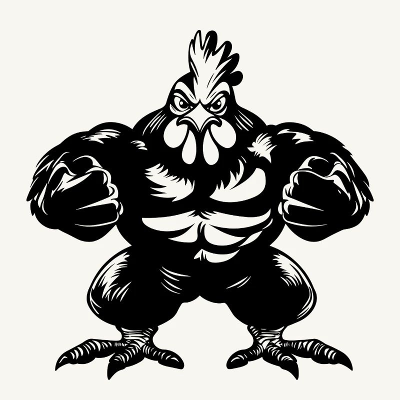 Muscular Comic – Funny Bodybuilder Chicken