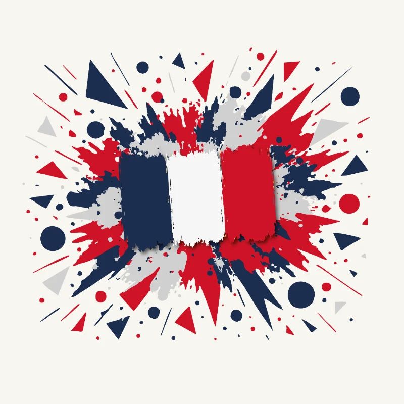 Drapeau Français Peinture Éclaboussures Design