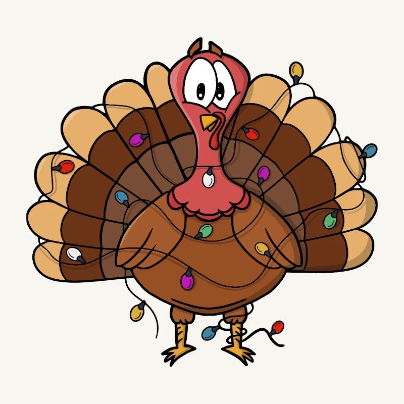 Festive Turkey with String Lights