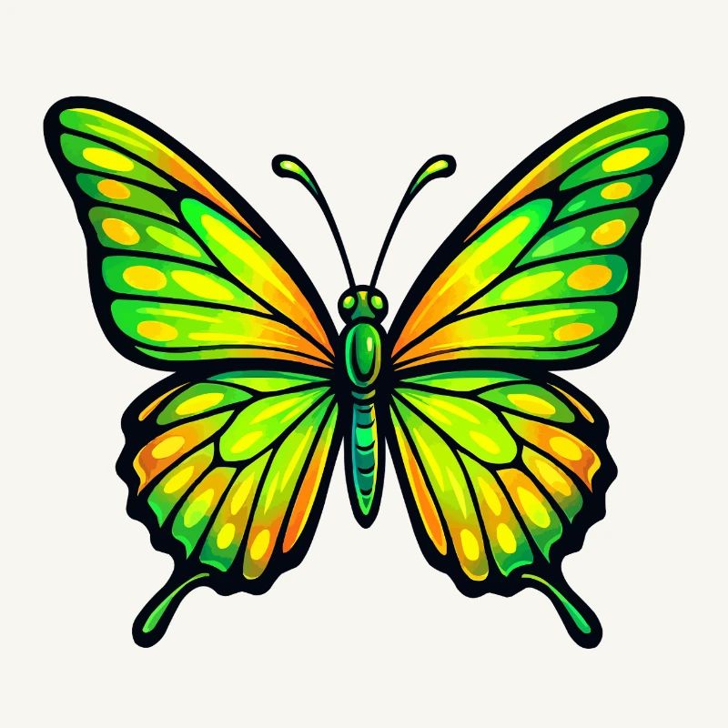 Papillon Vert Éclatant Jaune