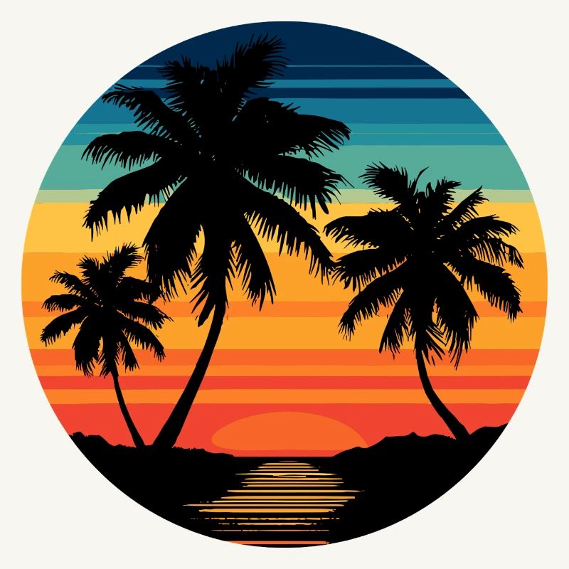 Tropical sunset with palm trees
