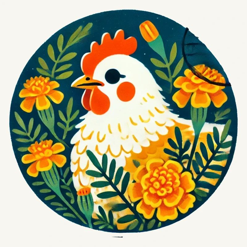 Sonnenhühner zwischen kräftigen Blumen