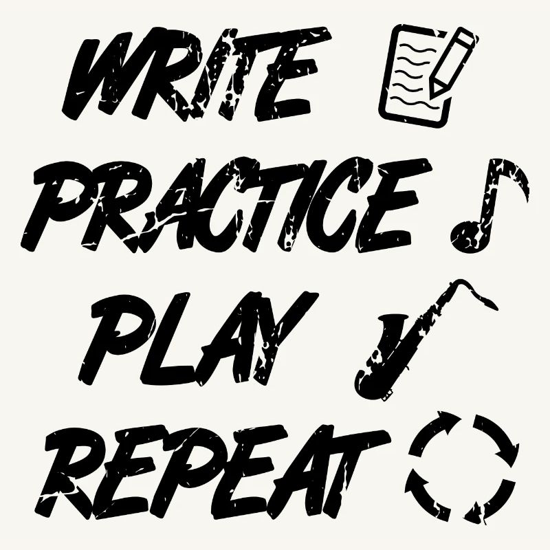Writing, practicing, playing, repeating