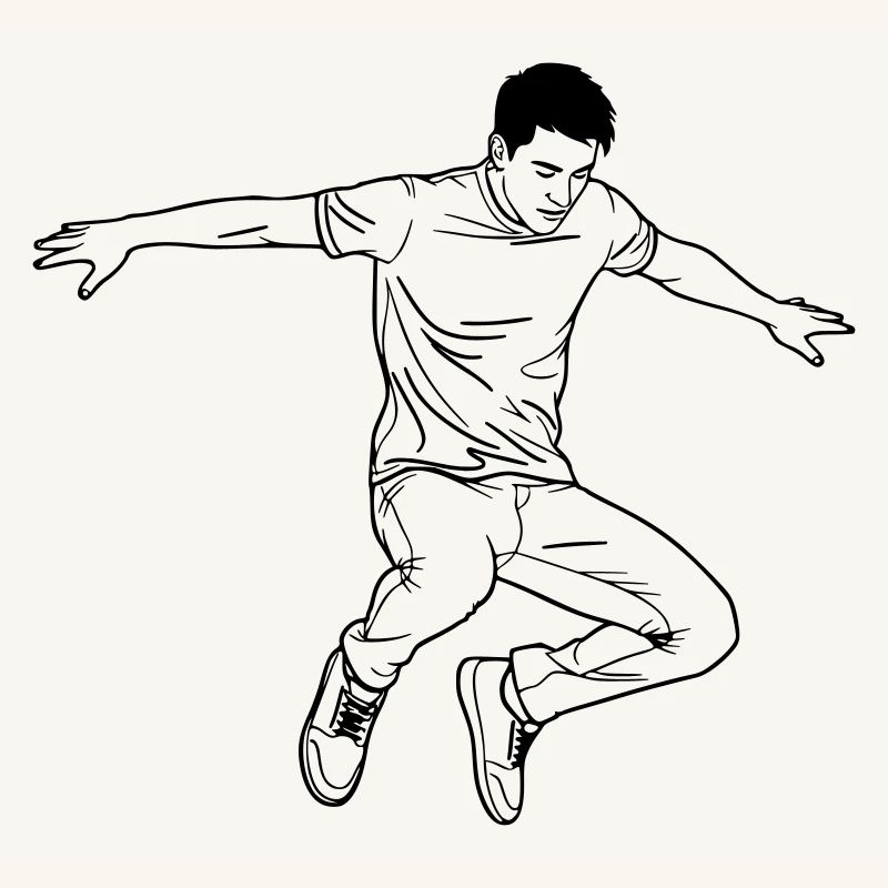 Tanzender Mann Line Art