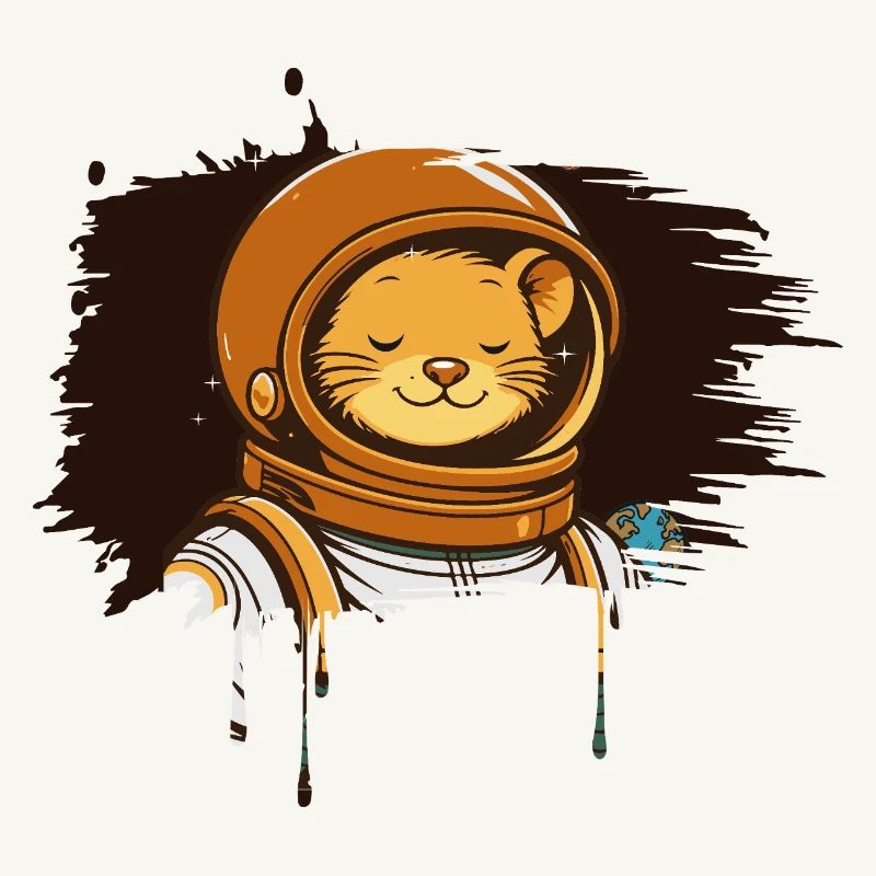 Relaxed astronaut mouse in modern comic style