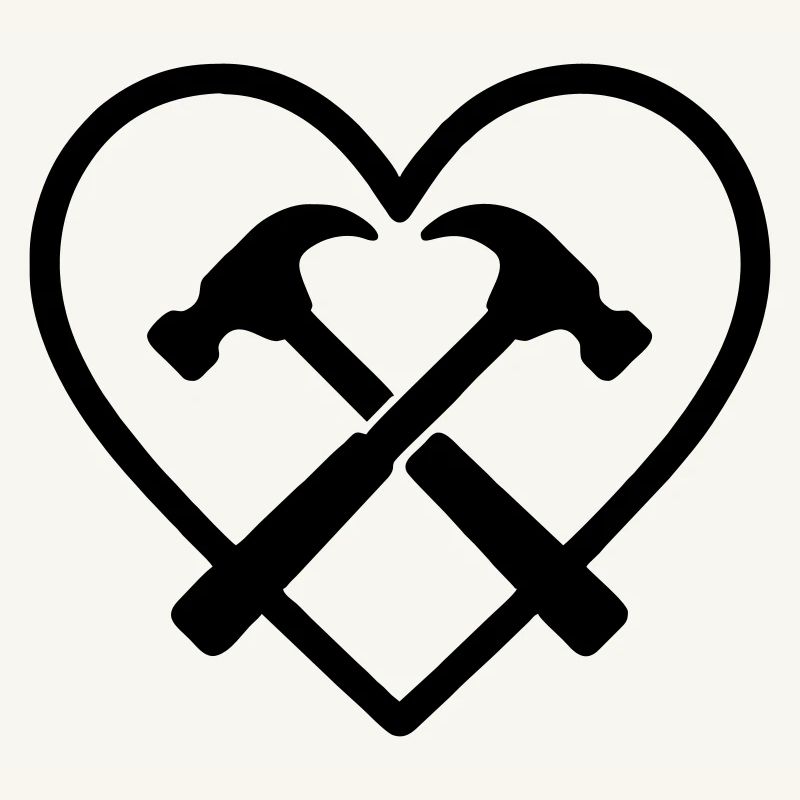 Crossed Hammers Heart Builder Handyman Tools