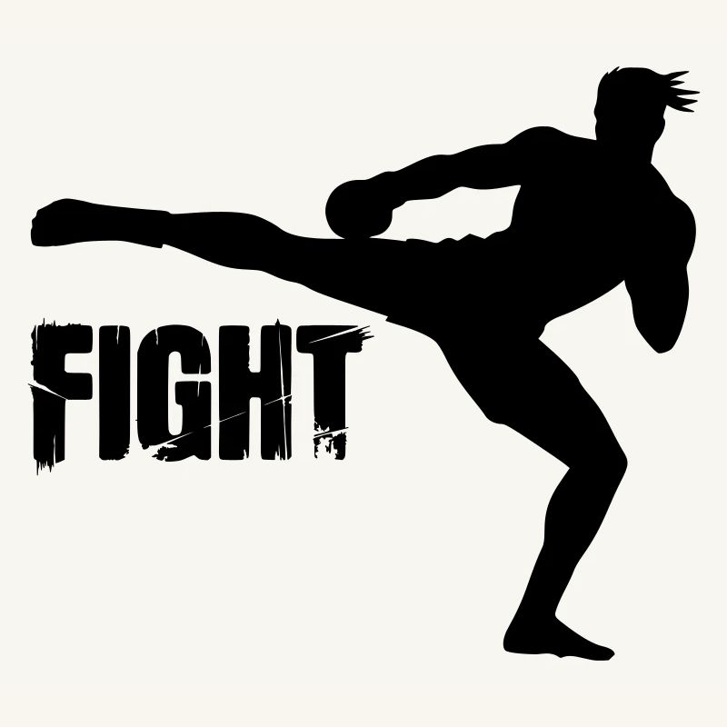 Kickboxer silhouette with text fight