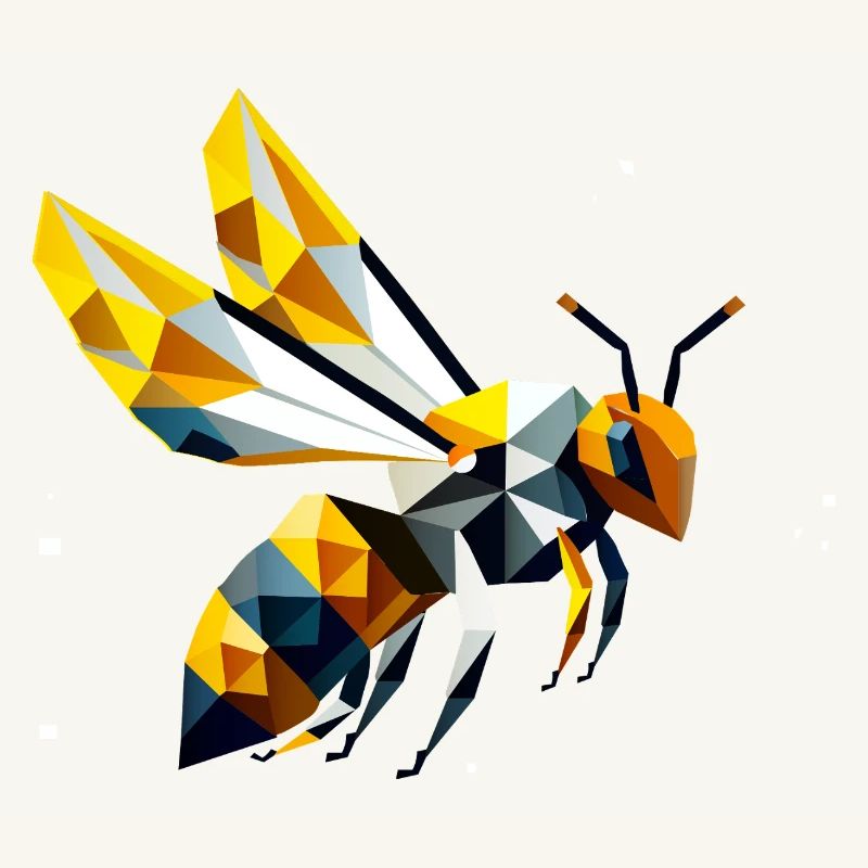 geometric bee, in modern polygon style
