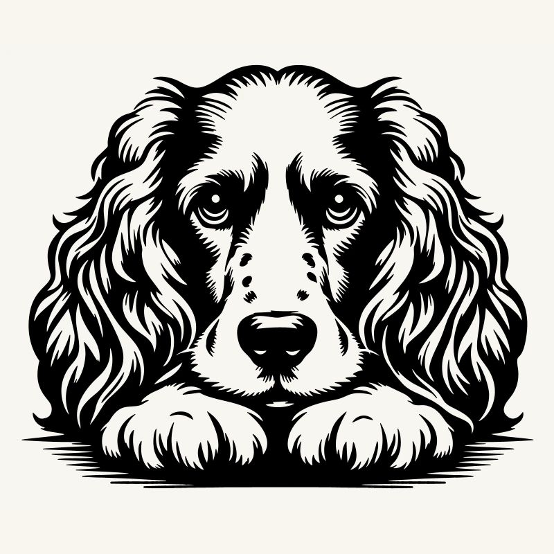 Cocker Spaniel Head with Paws