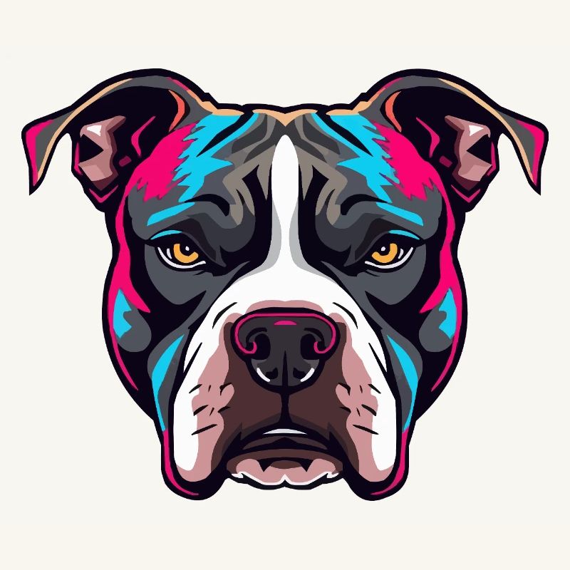 Neon Pitbull Portrait