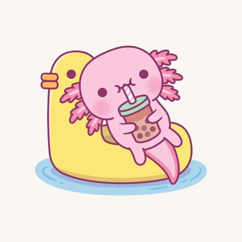 Mignon Axolotl Chilling sur Duck Pool Float