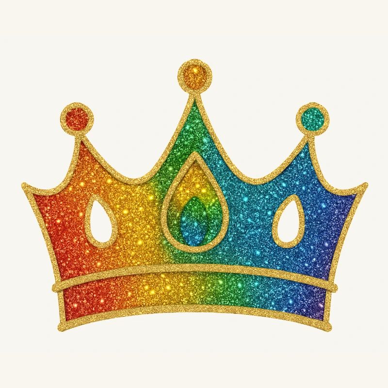 Glamorous rainbow crown with glitter effect
