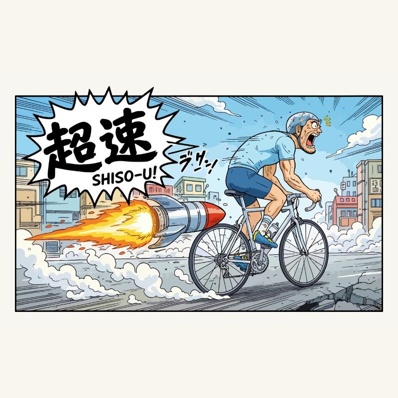 Cycliste à hypervitesse avec explosion de fusée