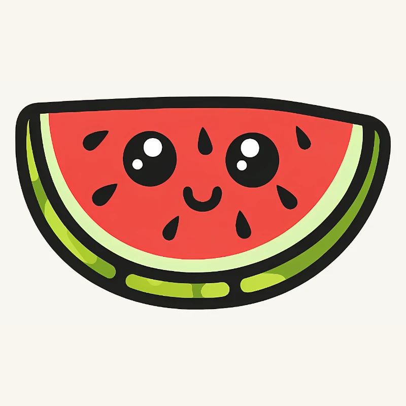 Dessin animé mignon de tranche de pastèque