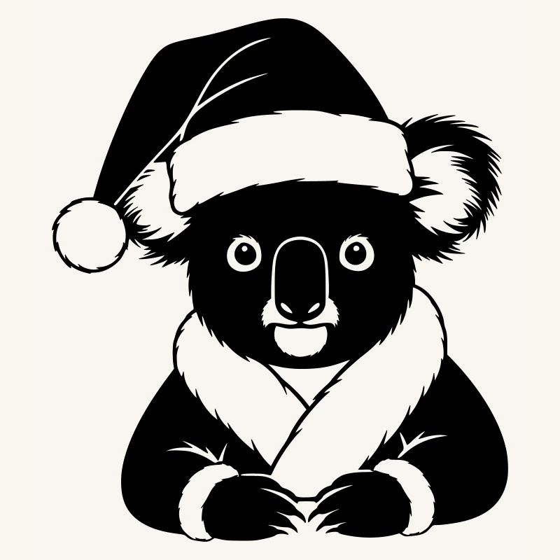 Christmas Koala Comic – Black & White