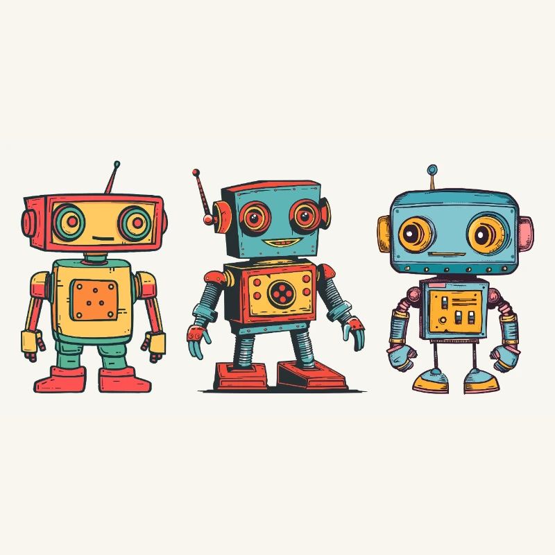 Illustration de robot rétro nostalgique