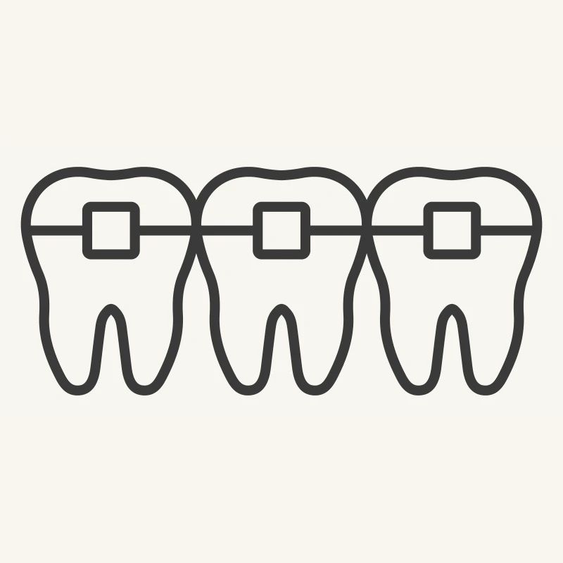 Braces Line Icon – Orthodontic Teeth Alignment Sym