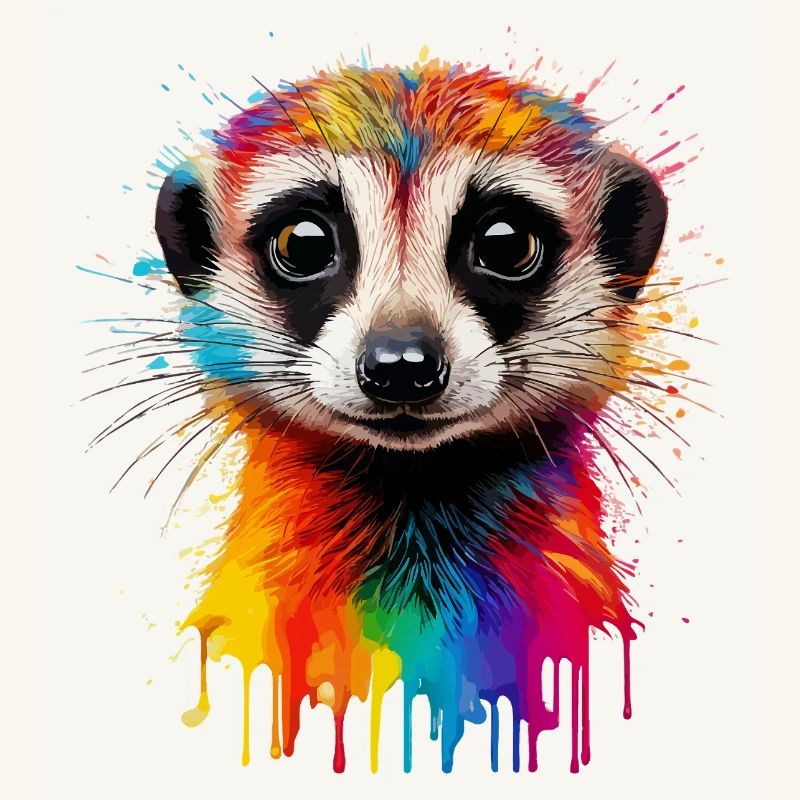 Impression de portrait de suricate coloré