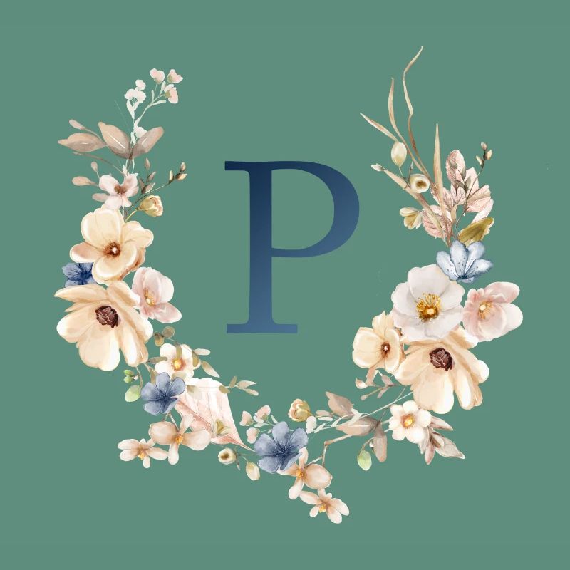 P monogramme, Floral, Boho
