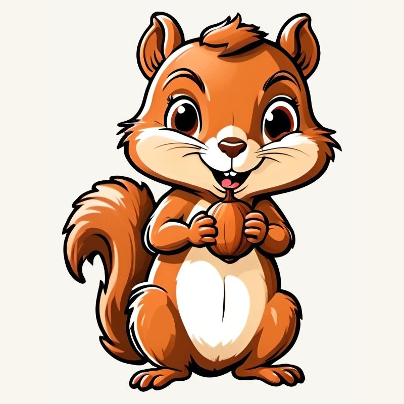 Niedliches Cartoon-Eichhörnchen mit Eichel