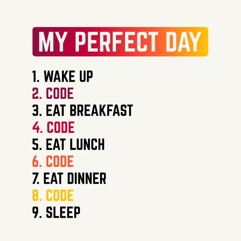 My Perfect Day Wake Up Code Software Developer Pro